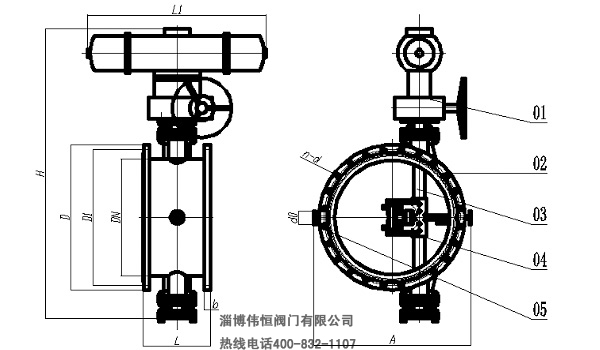 四連杆保溫蝶閥外形尺寸